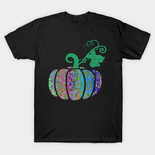 Cute glitchcore colorful Leopard print pumpkin  - halloween - autumn - fall  - colourful T-Shirt by hasbeenz